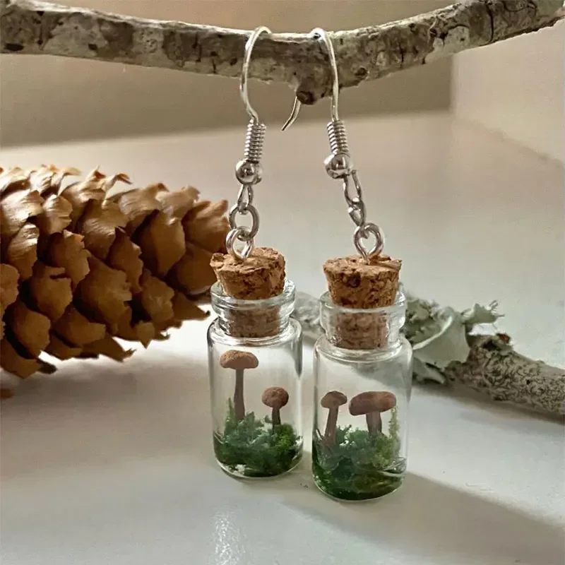 Preserved Moss Sheet - Echte Pilz-Ohrringe, Glas/Flasche, Pilz-Glasbehälter, Moos-Ohrring, Kabine,