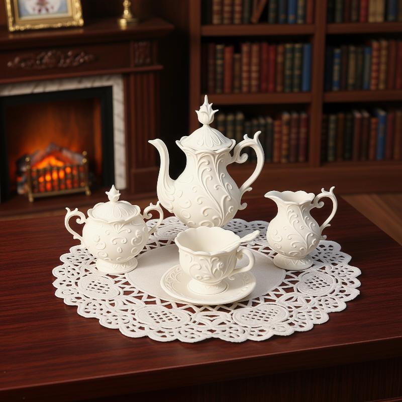 Supply Florist - 1 Set Simuliertes Mini-Blumenrelief-Geschirr-Modell Miniatur-Puppenhaus Teekanne